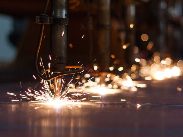 Metal being fabricated